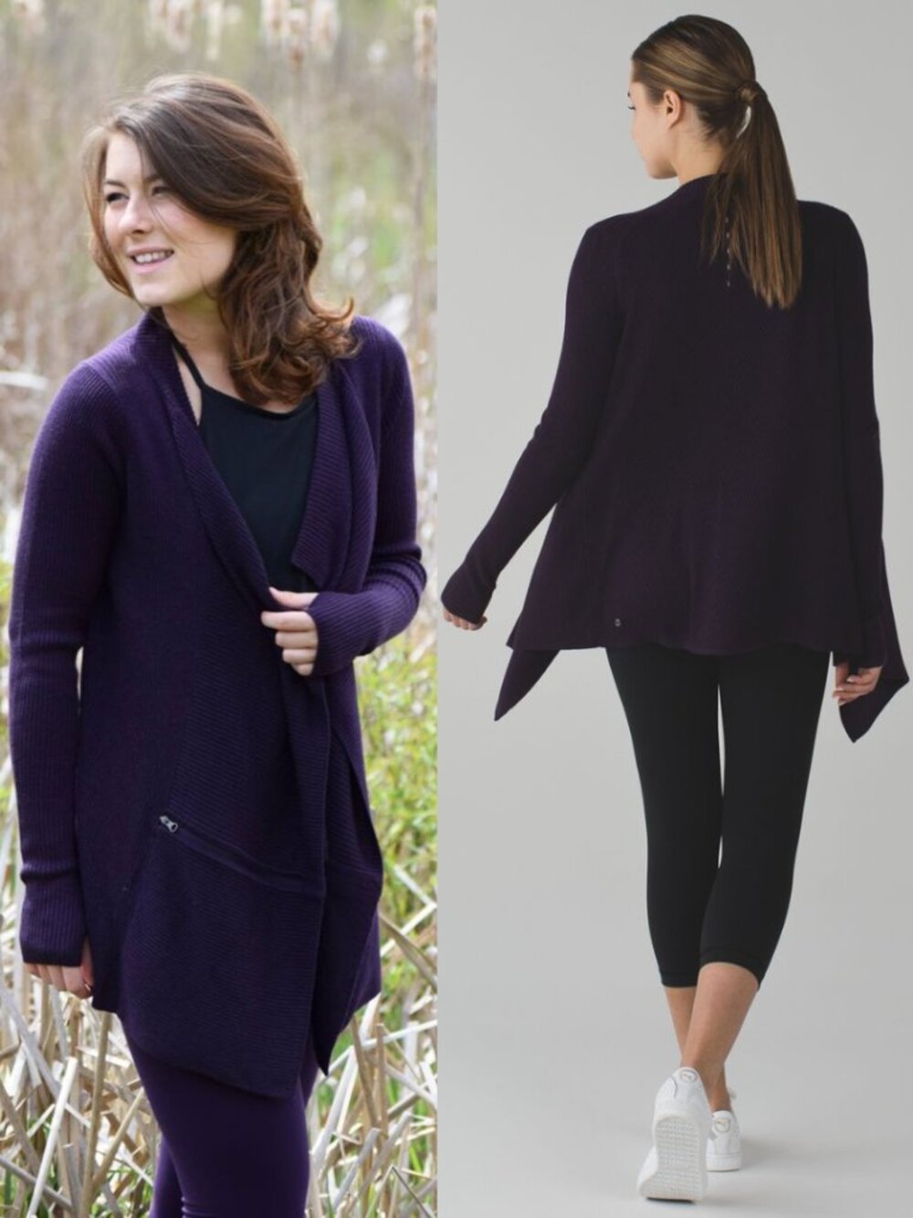 Lululemon Purple Boolux Ribbed Knit Resolution Wrap Cardigan
